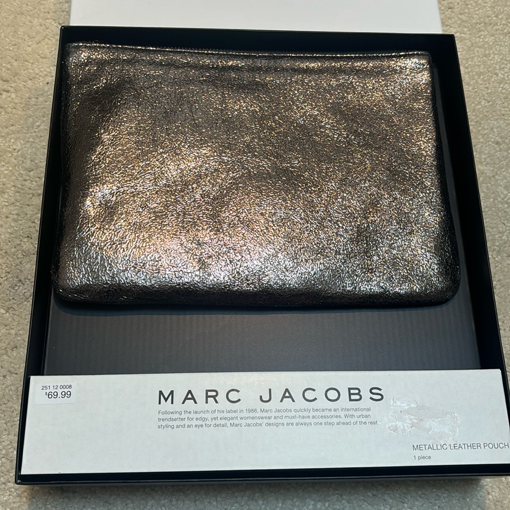 Marc Jacobs NM + Target Metallic Zip Clutch Bag Gunmeta